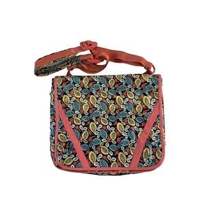 Vera Bradley Frill Messenger Bag Happy Snails Pattern Pink Leaf Flap Magnetic